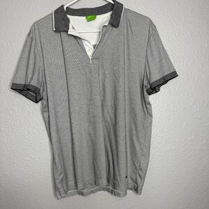 BOSS  black & white stripe short sleeve polo shirt